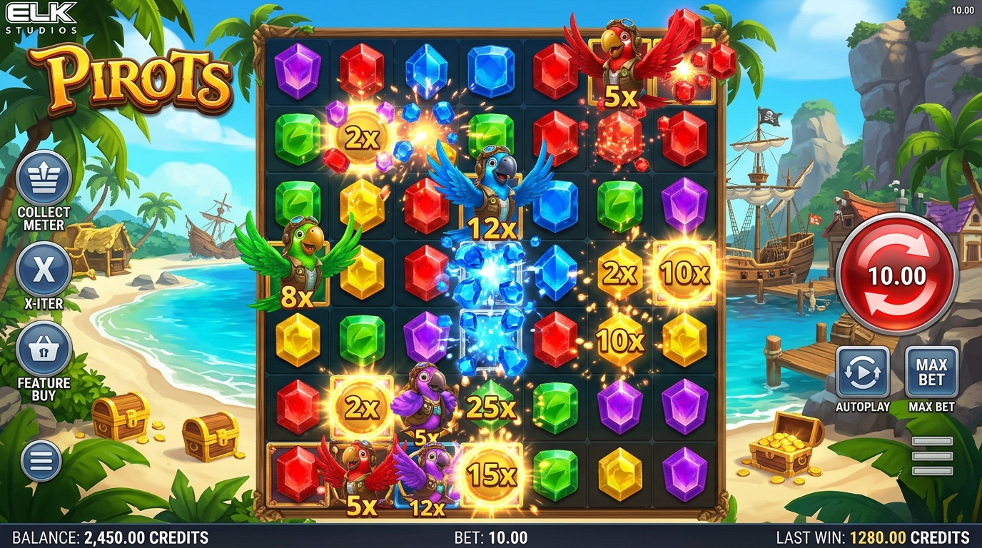 Pirots Slot 7x7 Grid and Bird Mechanics Gameplay